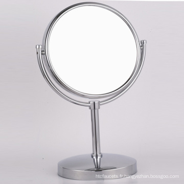 Miroir de rasage de maquillage de support de table en cuivre avec loupe pour salle de bain